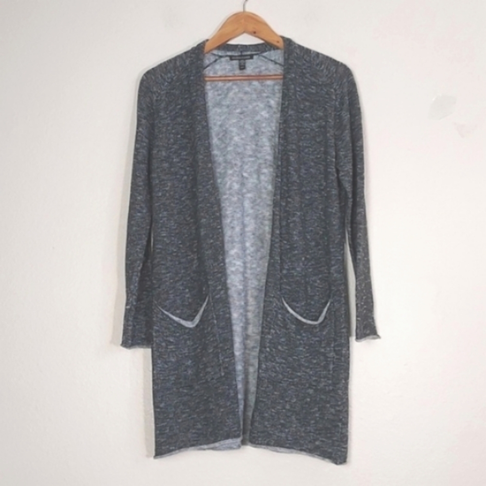 Eileen Fisher Open Front Cardigan Oragnic Linen Cotton Blend Grey Size XS